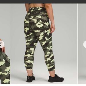 Lululemon Fast and Free Tight 25" Heritage‎ 365 Camo Crispin Green Multi